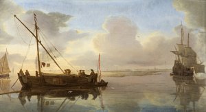 Scena fluviale con barche, 1668